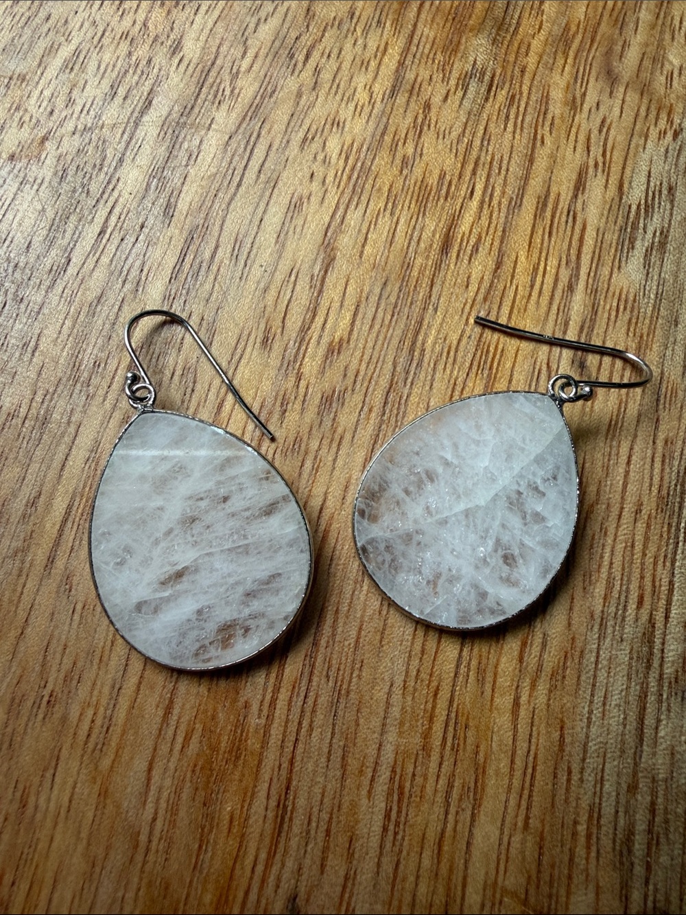 Handmade Teardrop White quartz Dangle Earrings